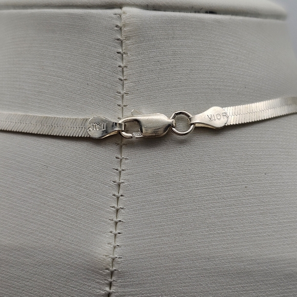 925 Italy VIOR Sterling Silver Dolphin Herringbone Reversible Necklace 16" - Picture 8 of 10